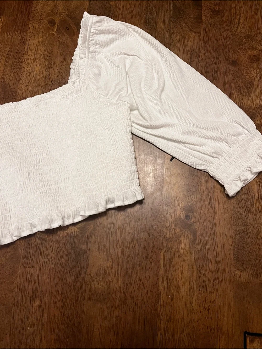 Free People Brencye Ivory Smocked Crop Top Size Small